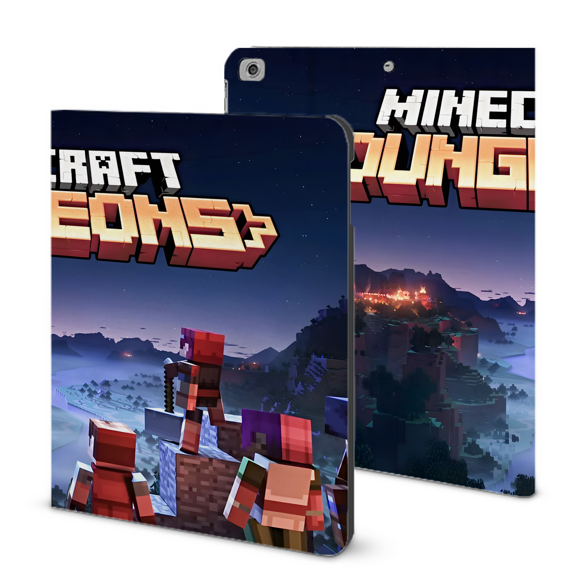 （画像用） マインクラフト ブロックの世界 Minecraft MC Block world IPad ケース ブック型 PUレザー TPU 耐衝撃 軽量 薄型 ペン収納なし 全面保護 IPad 各モデル対応